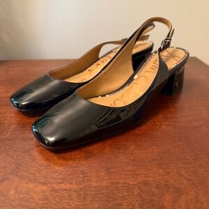 Sam Edelman Patent Leather Slingback Heels Square Toe Size 7 EUC
